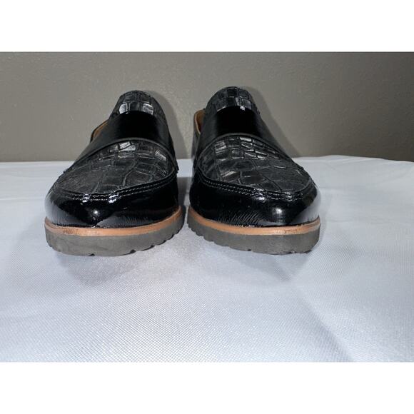 NWOT Paul Green Dara Patent Leather Croc Embossed Pointy Loafers Black US 6.5 - Picture 3 of 11